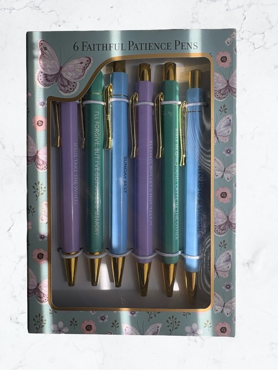 Other - Faithful Patience Pens - Pastel Blue, Purple, Teal Set of 6